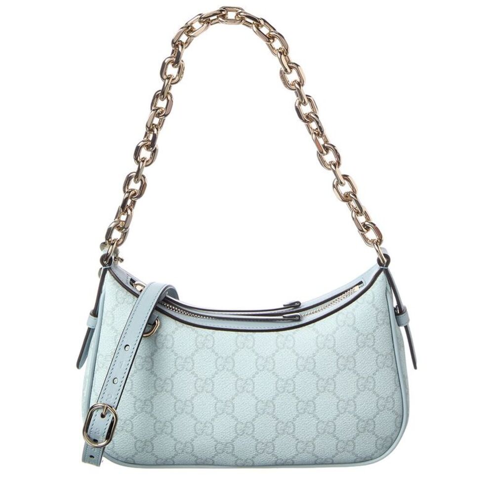 Gucci Gg Emblem Small Gg Supreme Canvas & Leather Shoulder Bag, Blue